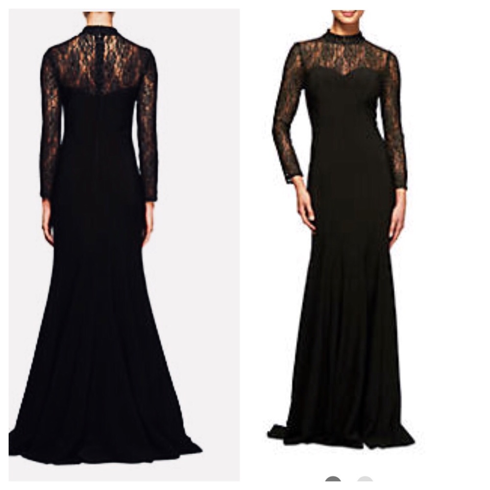 NWT Alex Evenings Black Long Lace Gown size Small 4